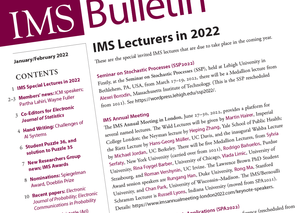 Institute Of Mathematical Statistics | Fostering The Development And Dissemination Of The Theory And Applications Of Statistics And Probability